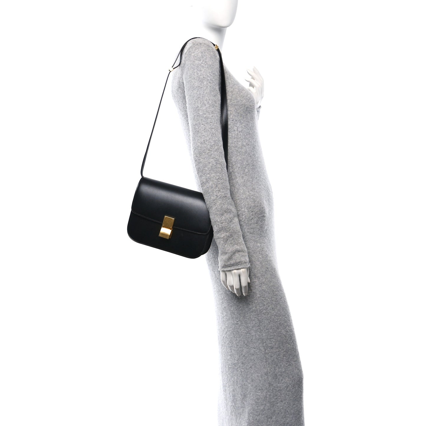 Box Calfskin Medium Classic Box Flap Bag Black