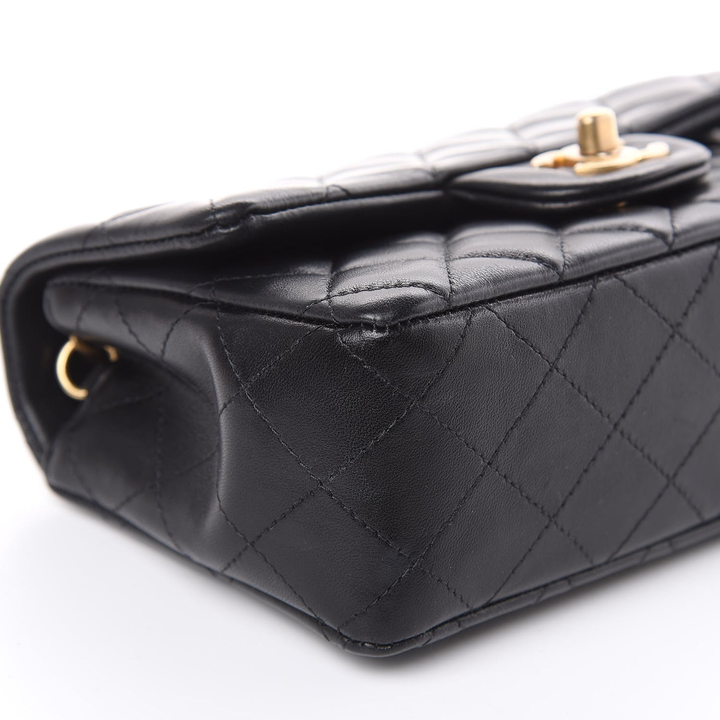 Lambskin Quilted Mini Rectangular Flap Black