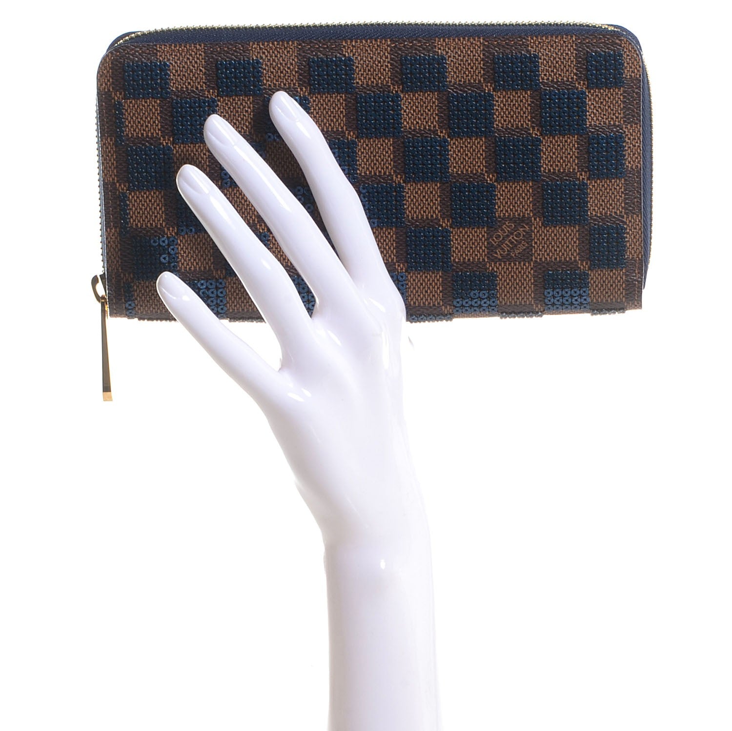 Louis Vuitton Damier Paillettes Zippy Wallet Blue 2 of 7
