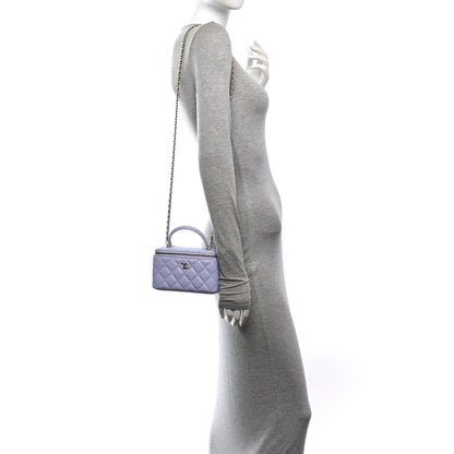 Chanel Lambskin Quilted Small Top Handle Vanity Case With Chain Light Purple 2 of 9