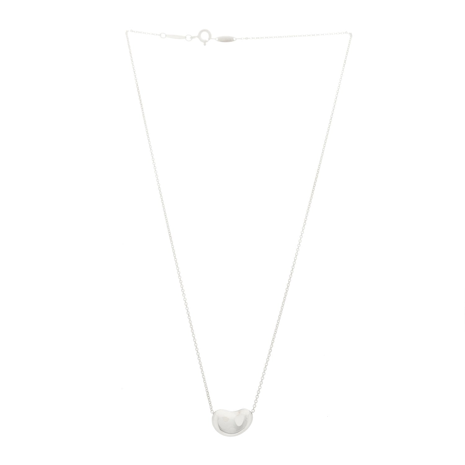 Tiffany Sterling Silver 14mm Elsa Peretti Bean Pendant Necklace 3 of 5