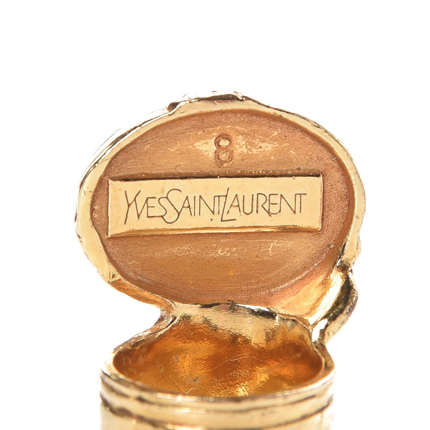 Saint Laurent Glass Cabochon Arty Ovale Ring 8 Gold Beige Clair 4 of 5