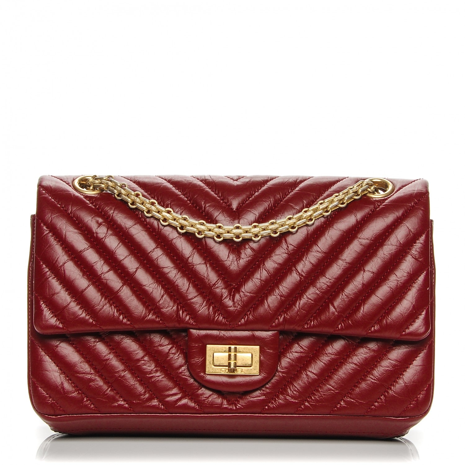 Chanel Aged Calfskin Chevron Quilted 2.55 Reissue 225 Flap Red 1 of 7
