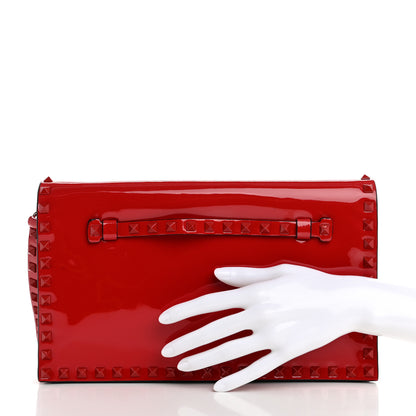 Valentino Garavani Patent Monochrome Rockstud Wristlet Clutch Rosso Valentino 2 of 9