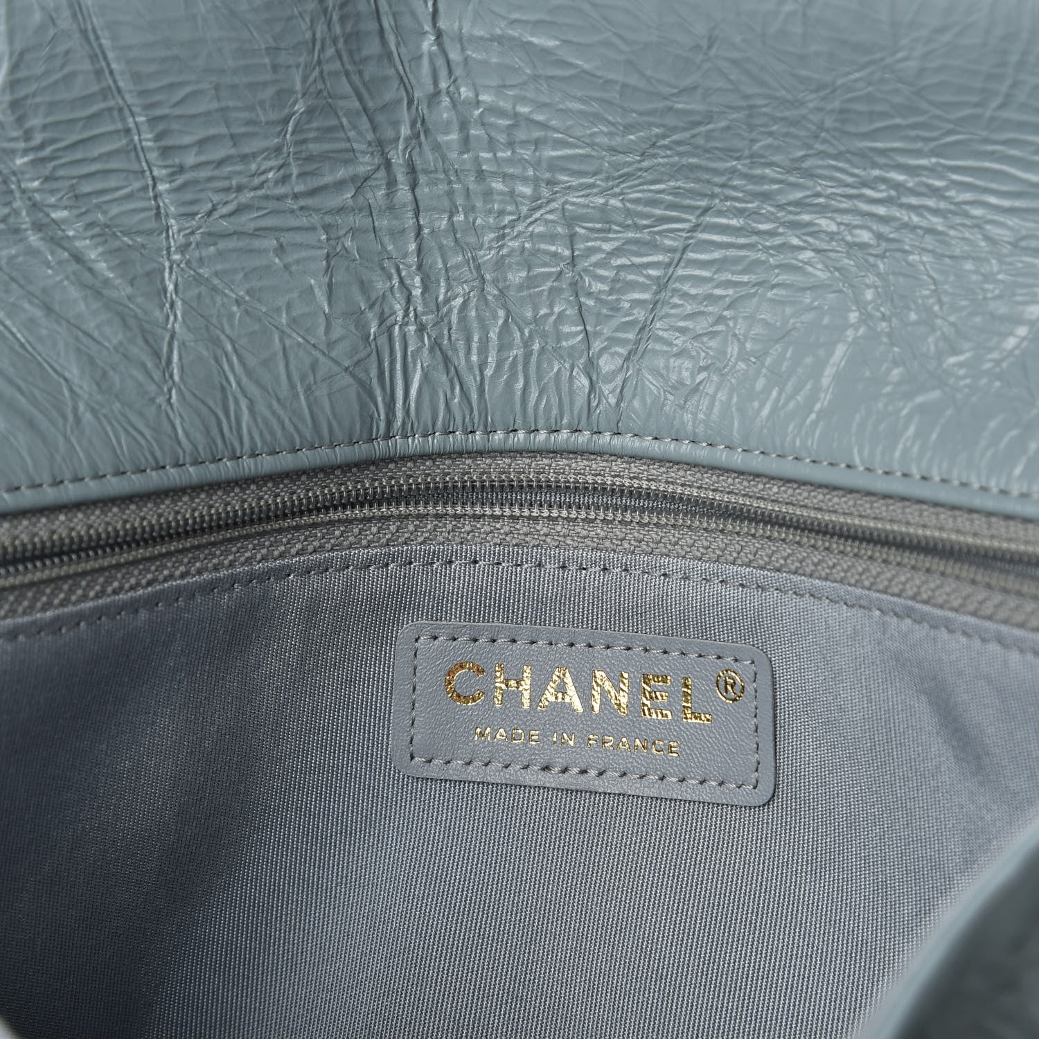 Chanel Crumpled Calfskin Coco Pleats Clutch Light Blue 7 of 9