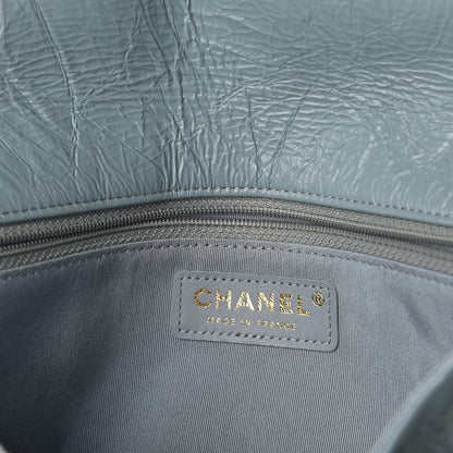 Chanel Crumpled Calfskin Coco Pleats Clutch Light Blue 7 of 9