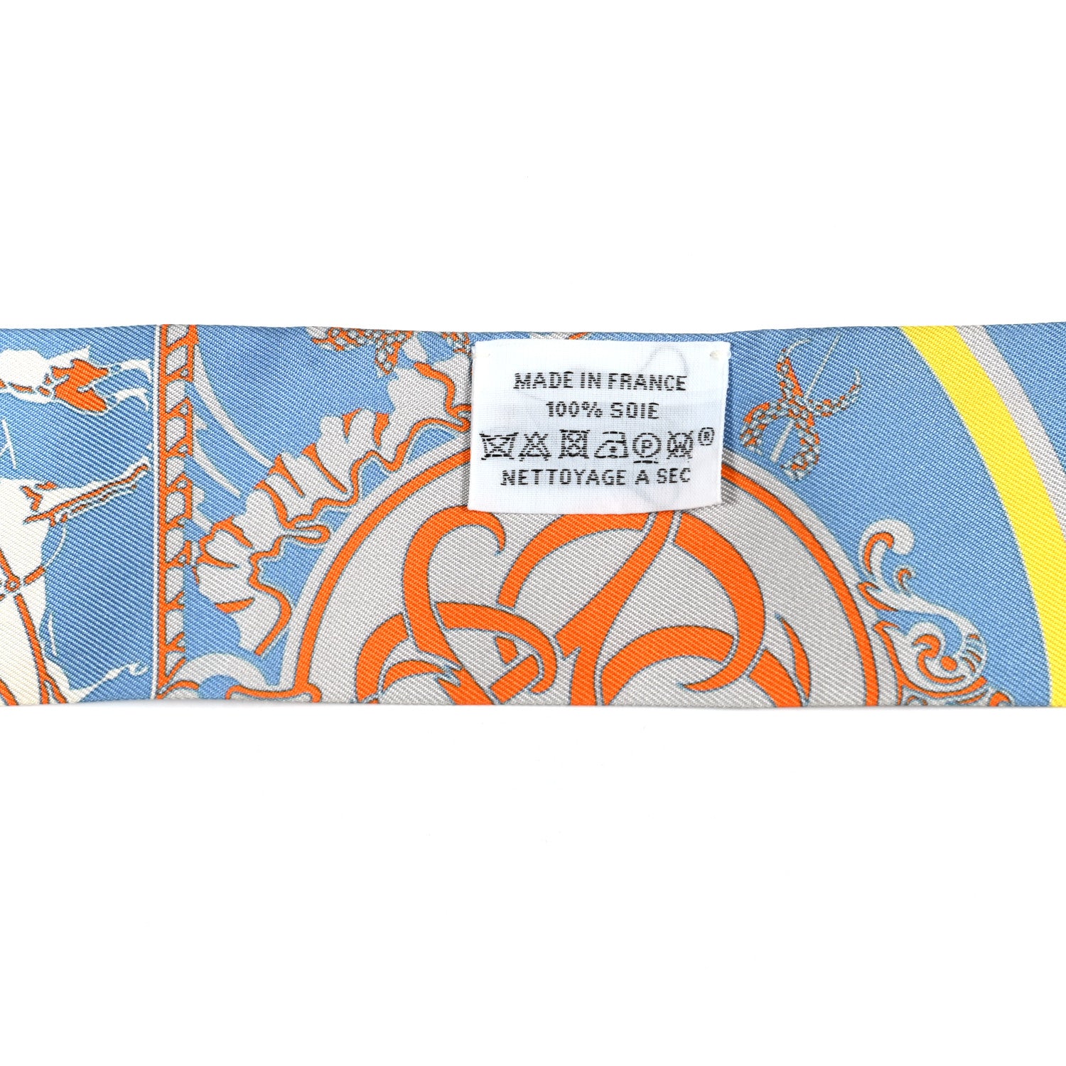 Hermes Silk Ex-Libris Sticker Twilly Bleu Moyen Jaune Vif 2 of 7