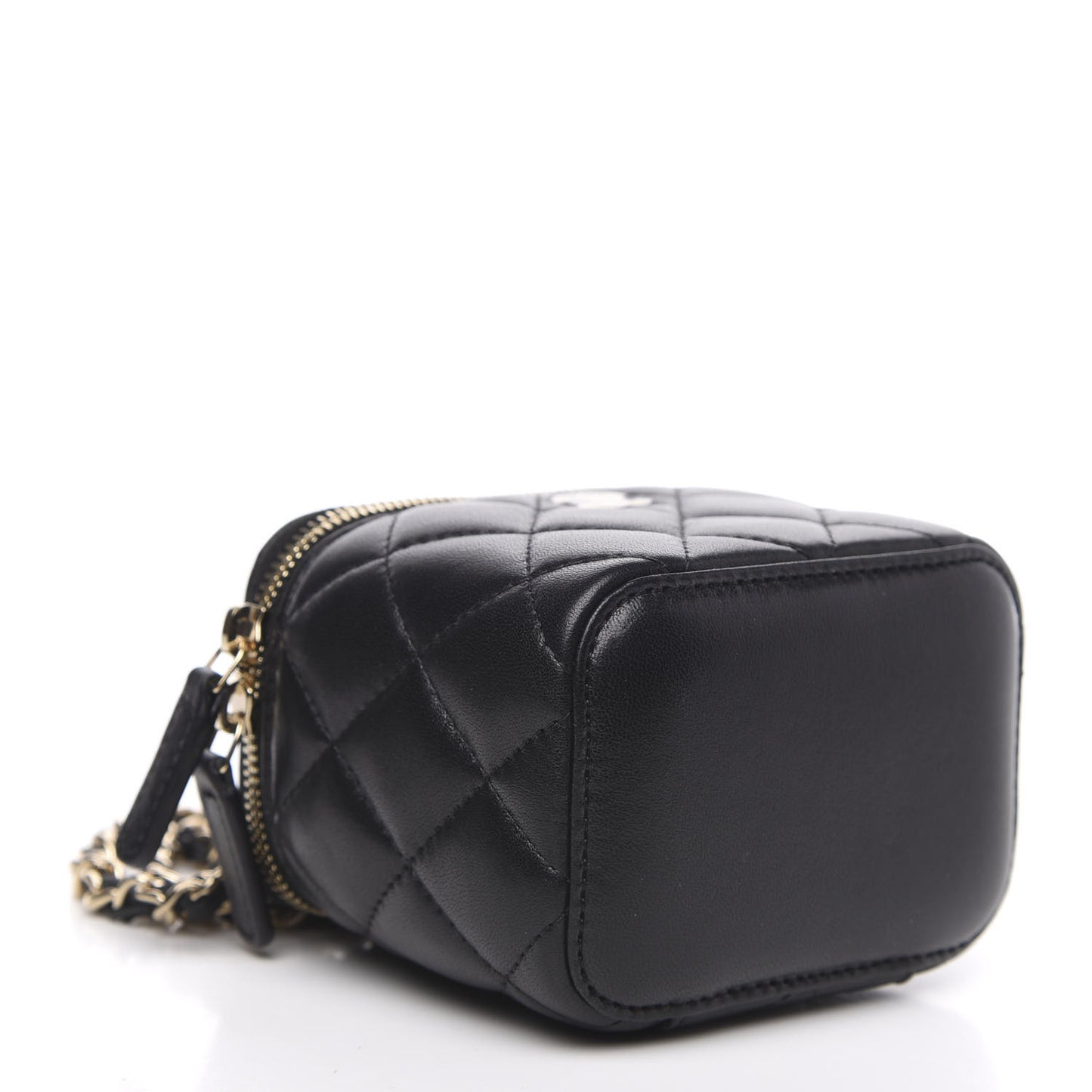 Lambskin Quilted Mini Vanity Case With Chain Black