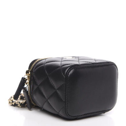 Chanel Lambskin Quilted Mini Vanity Case With Chain Black 4 of 10