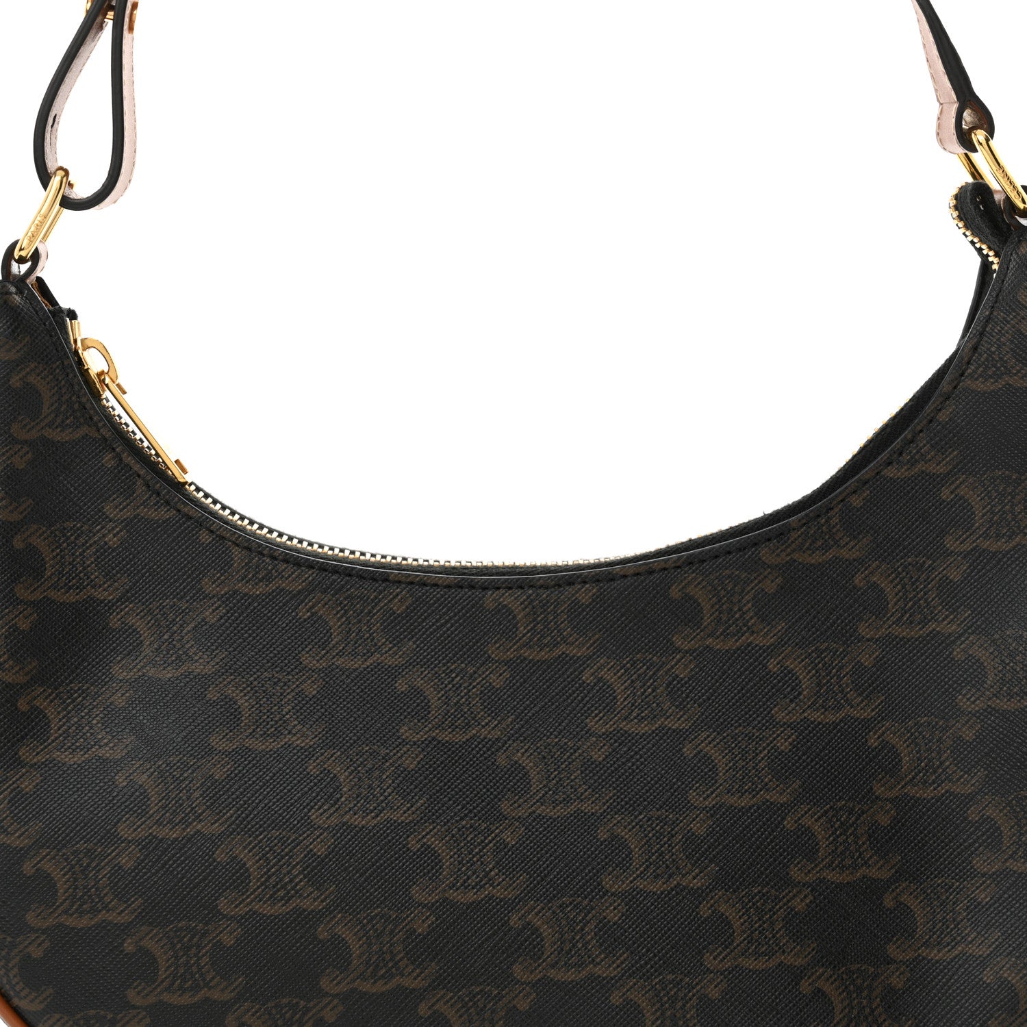 Celine Triomphe Canvas Calfskin Ava Shoulder Bag Tan 8 of 11