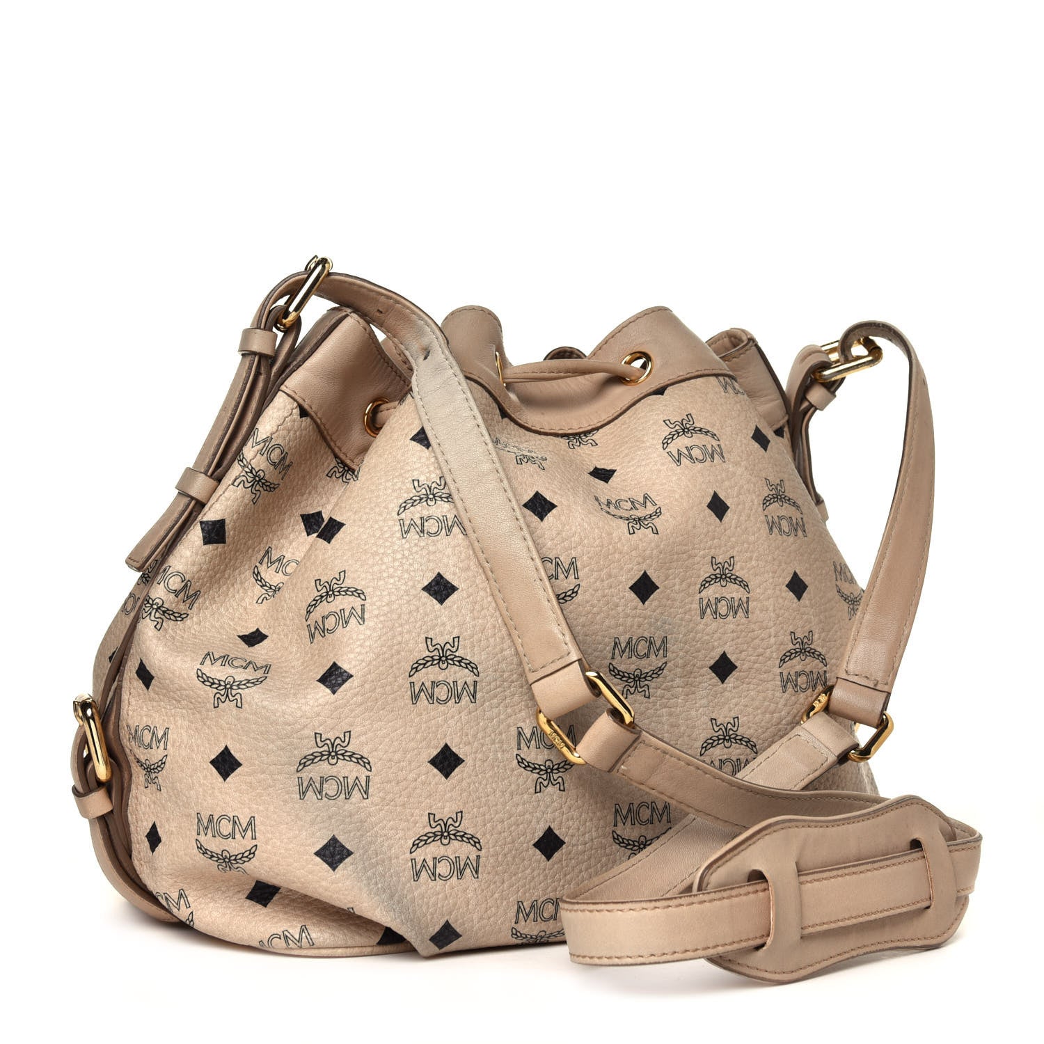MCM Visetos Essential Drawstring Bucket Bag Beige 5 of 20