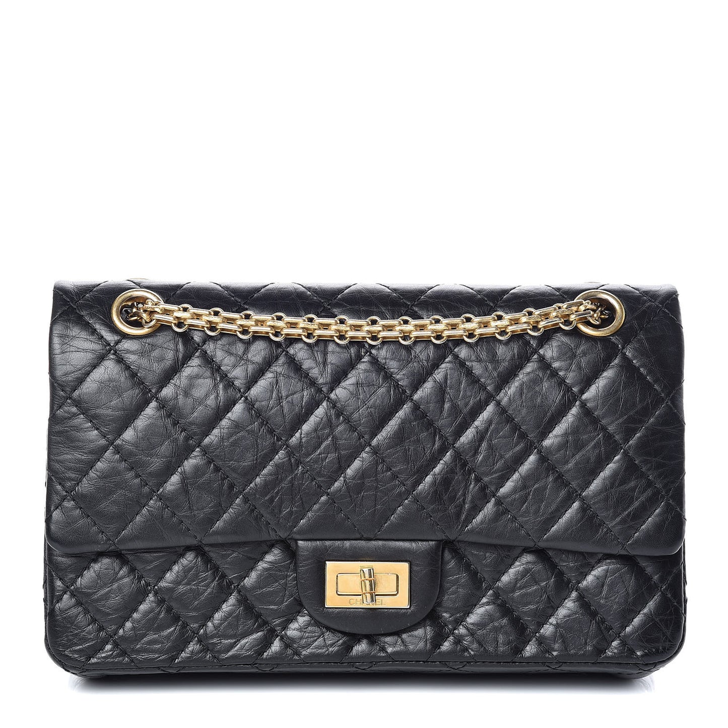 Aged Calfskin Quilted 2.55 Reissue 225 Flap Black
