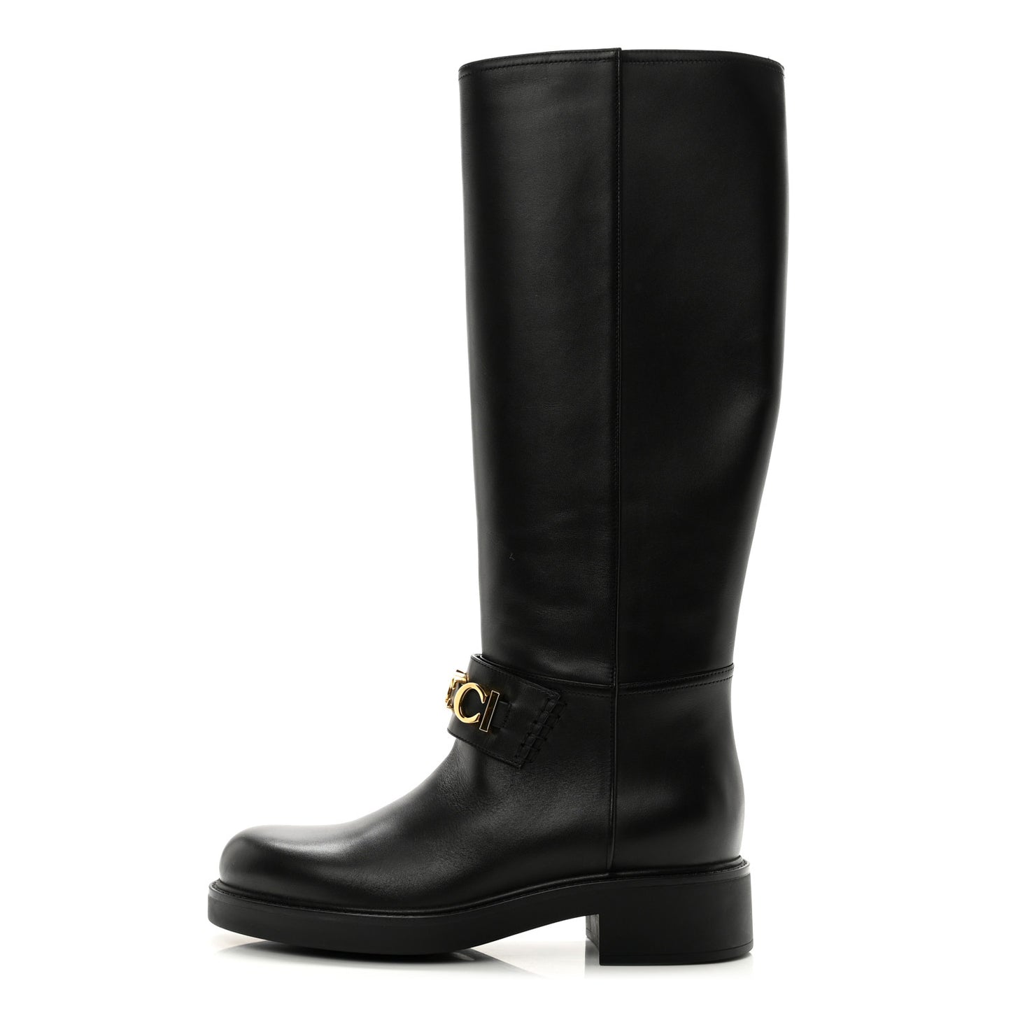 Calfskin Over The Knee Boots 38.5 Black