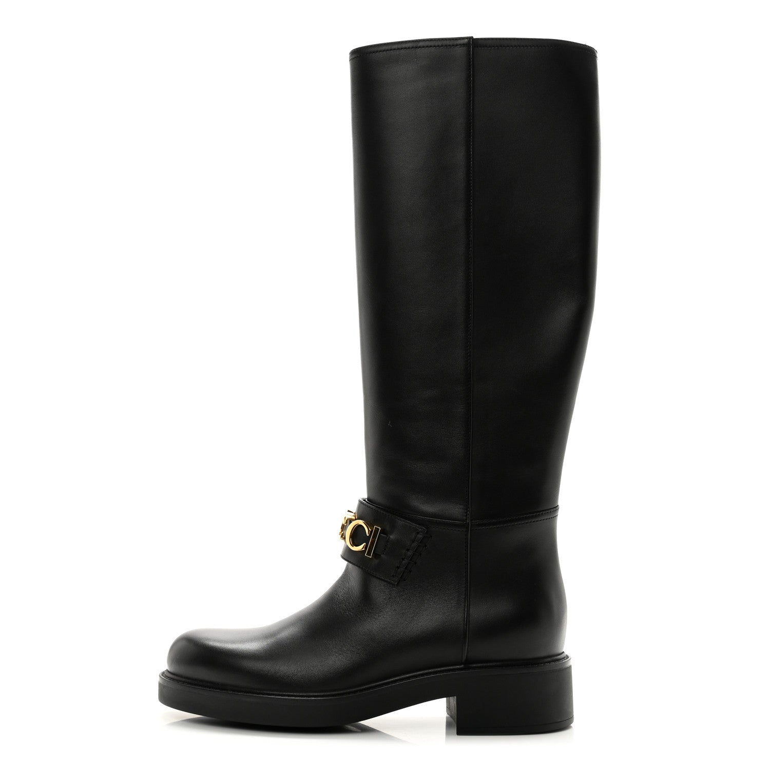 Gucci Calfskin Over The Knee Boots 38.5 Black 1 of 10