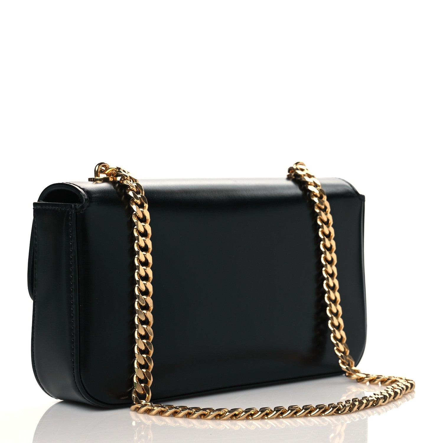 Celine Shiny Calfskin Triomphe Chain Shoulder Bag Black 2 of 8
