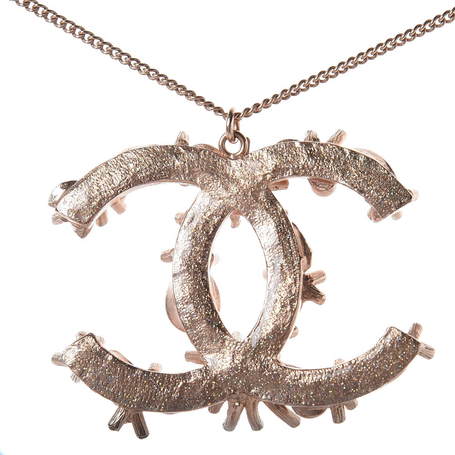 Chanel Resin Crystal CC Drop Necklace Rose Gold Violet 6 of 7