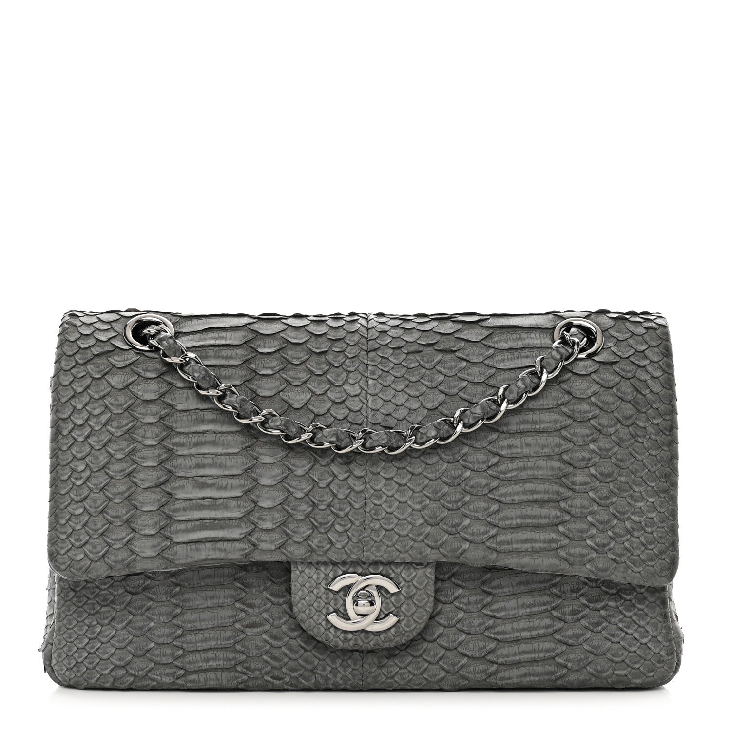 Chanel Snakeskin Medium Double Flap Grey 1 of 10