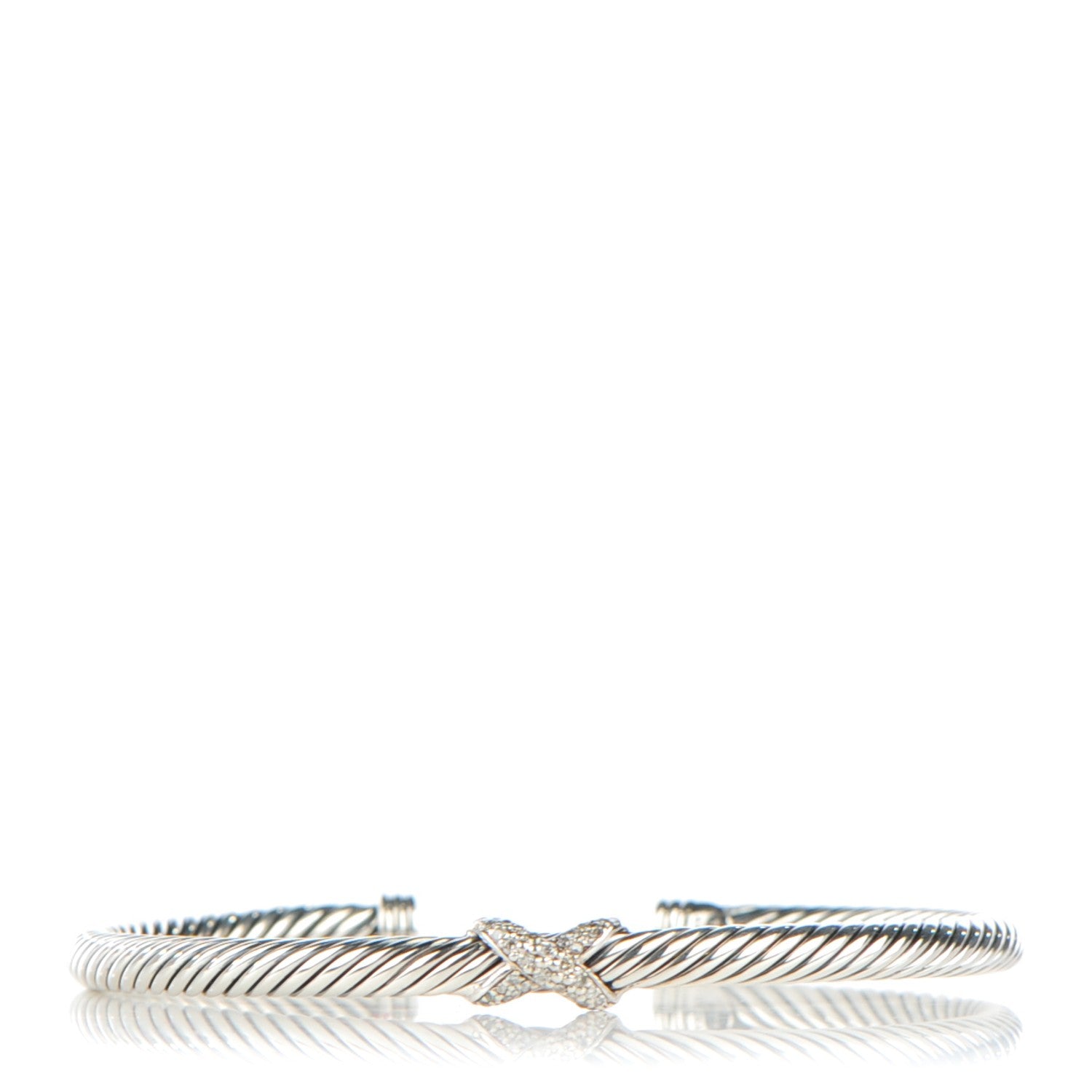 David Yurman Sterling Silver Diamond 4mm X Cable Bracelet 1 of 5