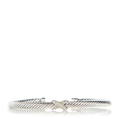 David Yurman Sterling Silver Diamond 4mm X Cable Bracelet 1 of 5