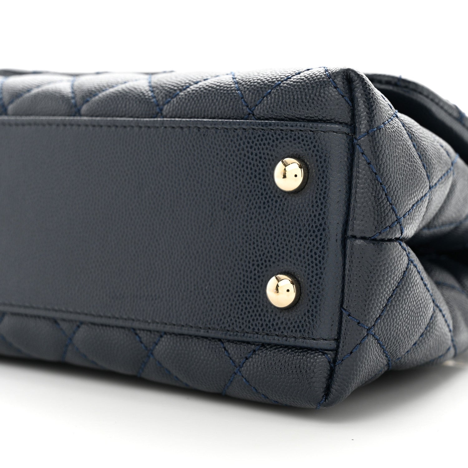 Chanel Caviar Quilted Lizard Embossed Mini Coco Handle Flap Dark Blue 10 of 10