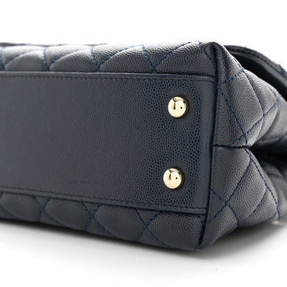 Chanel Caviar Quilted Lizard Embossed Mini Coco Handle Flap Dark Blue 10 of 10