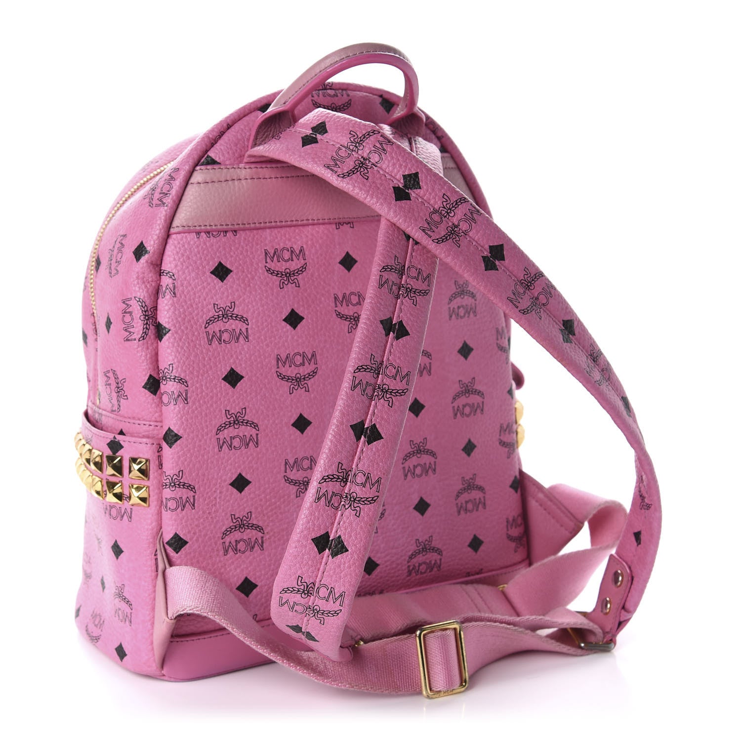 MCM Visetos Small Side Stud Stark Backpack Pink 2 of 9