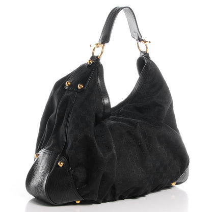 Gucci Monogram Large Jockey Hobo Black 3 of 7