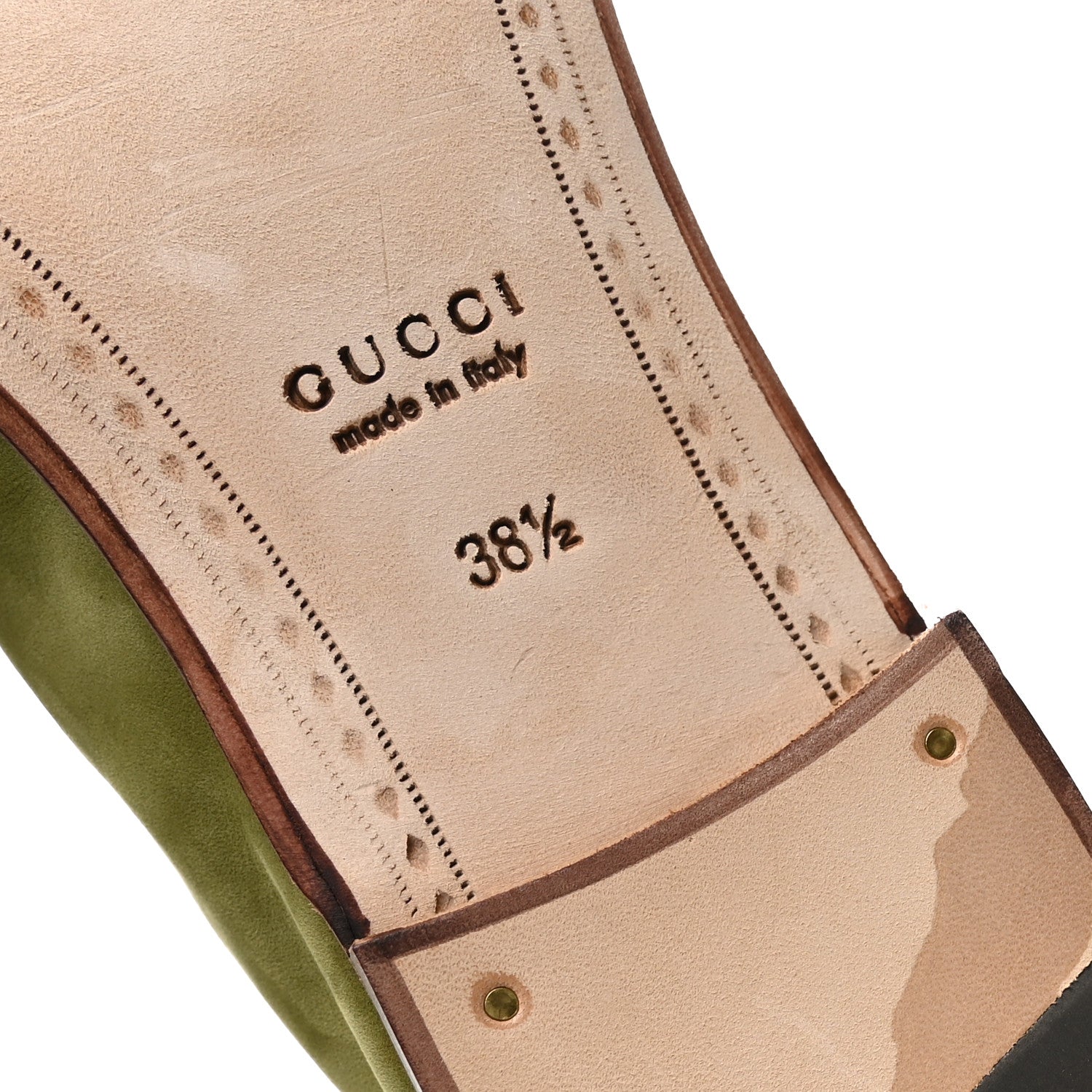 Gucci Nubuck Womens Horsebit Loafers 38.5 Herbs Light Green 9 of 9