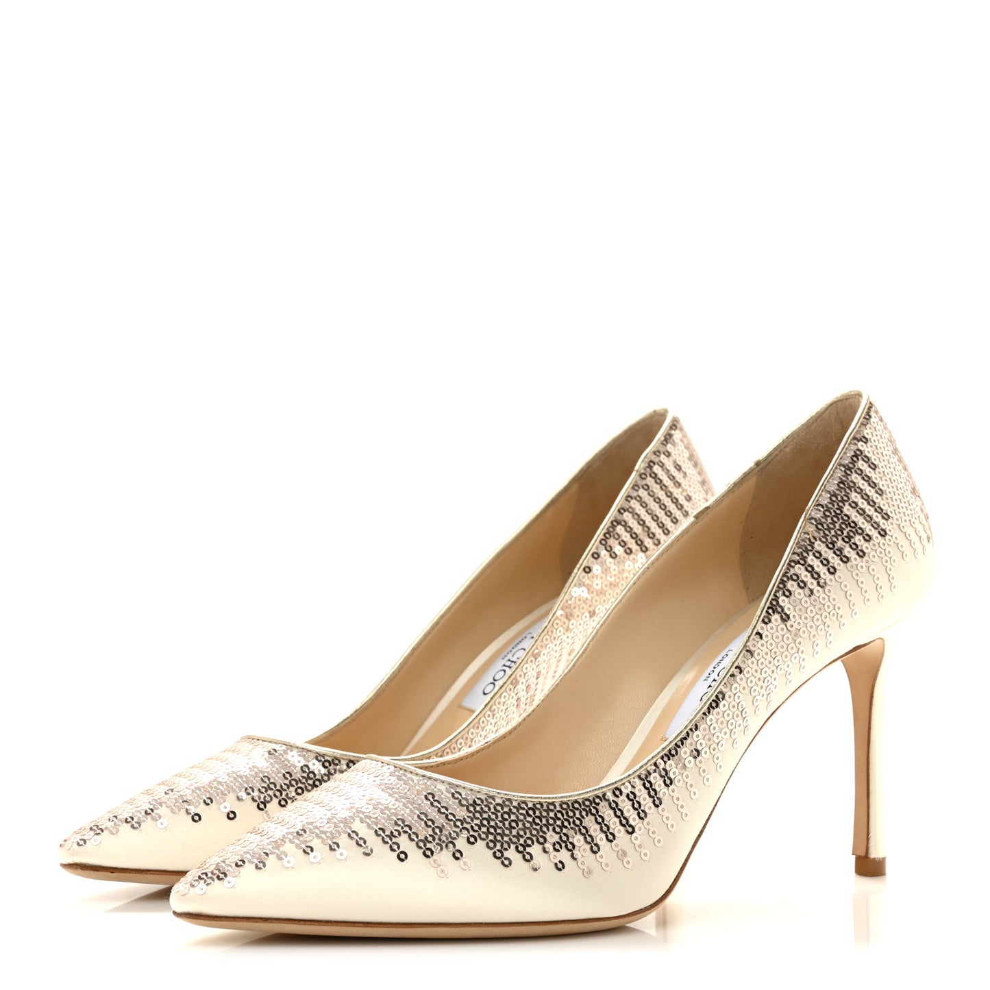 Satin Degrade Sequins Romy 85 Pumps 40 Ivory Platinum