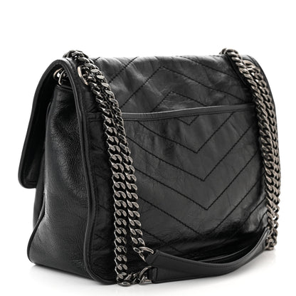 Saint Laurent Crinkled Calfskin Matelasse Monogram Medium Niki Chain Satchel Black 3 of 10
