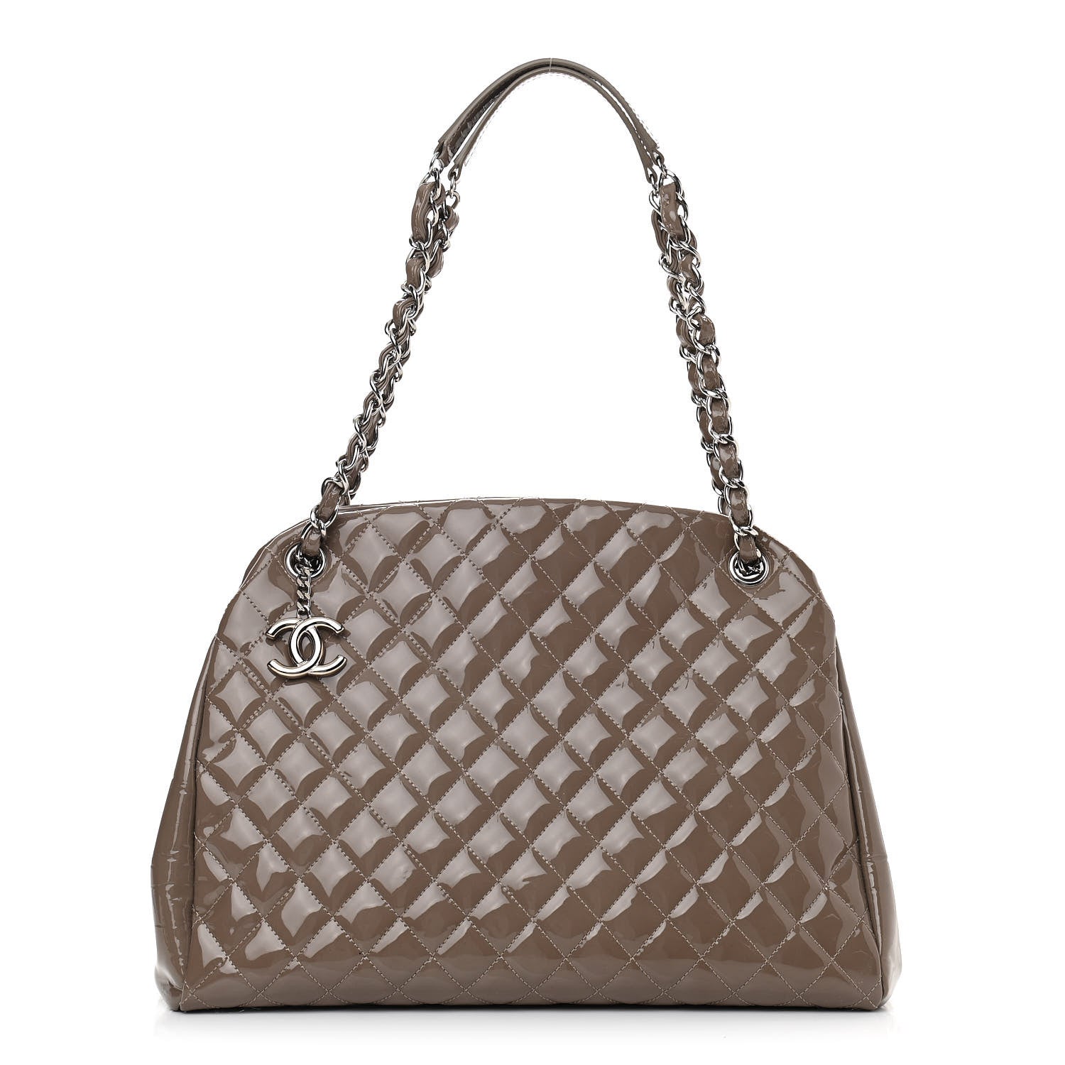 Chanel Patent Quilted Large Just Mademoiselle Bowling Bag Gris Fonce 1 of 10