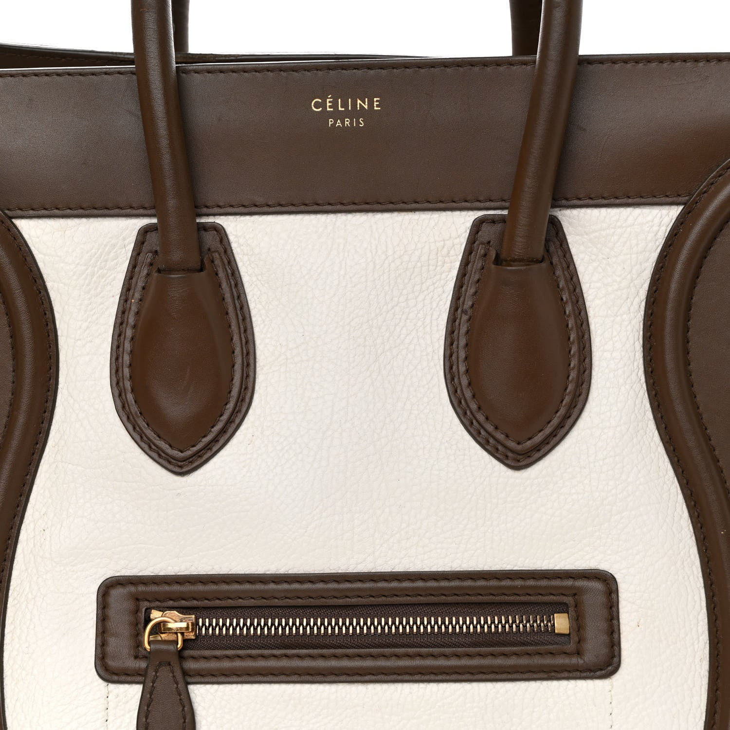 Celine Textured Calfskin Suede Tri-color Mini Luggage Cream 7 of 16