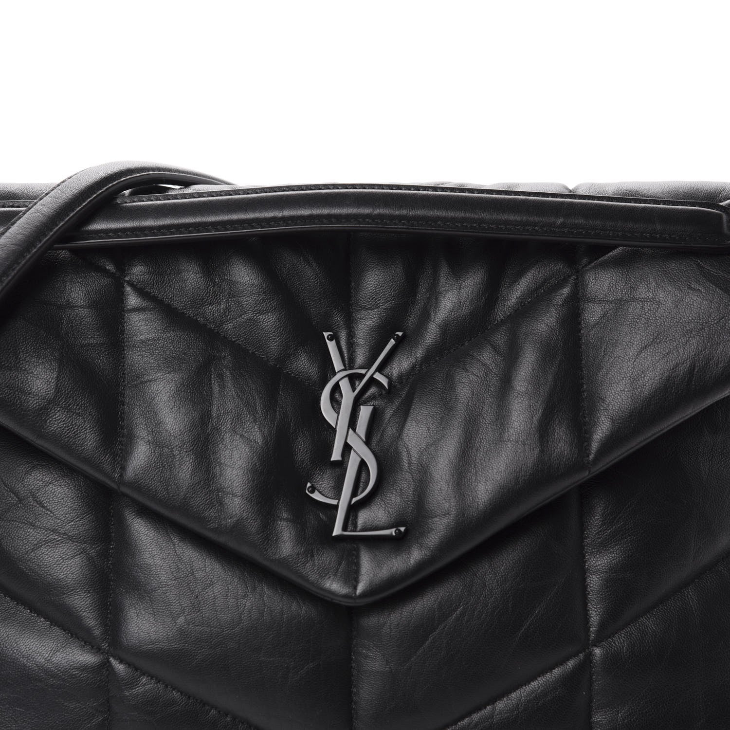 Saint Laurent Lambskin Quilted Medium Loulou Puffer Monogram Chain Satchel Black 11 of 11