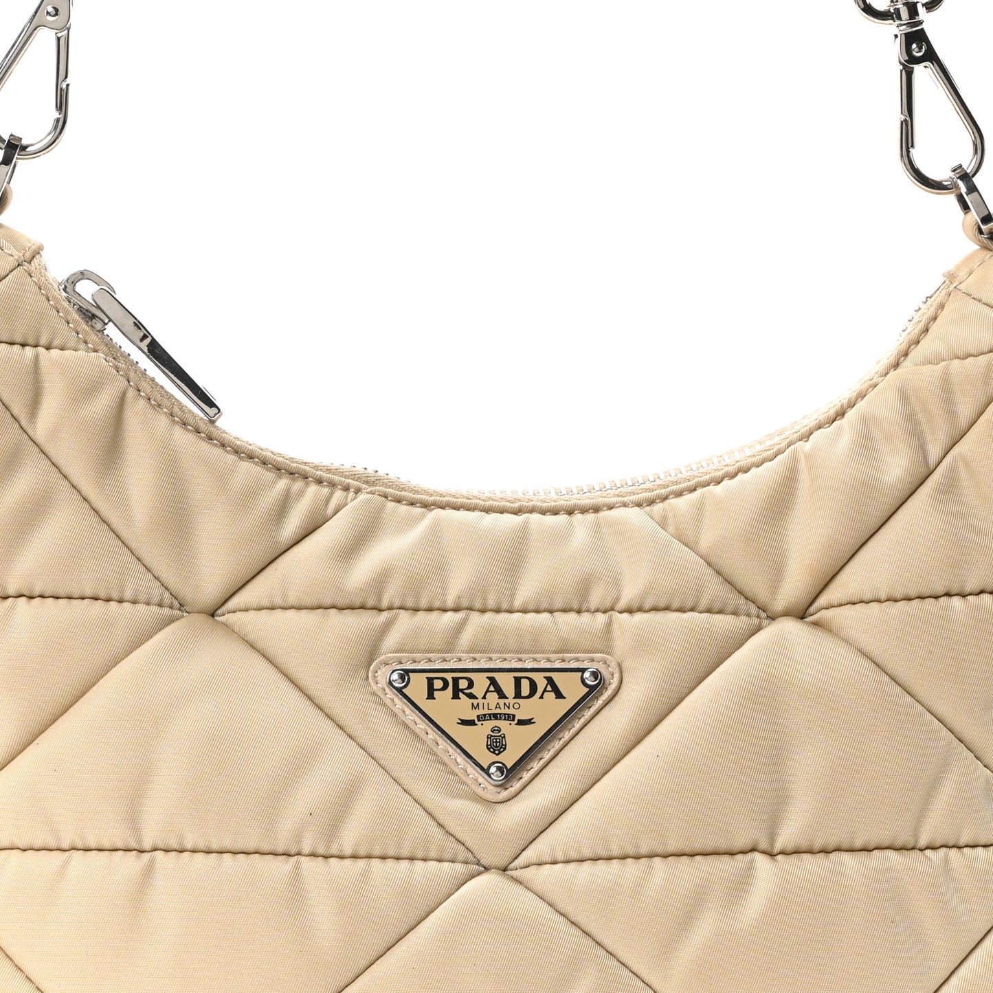 Re-Nylon Triangle Quilted Padded Patchwork System Shoulder Bag Deserto