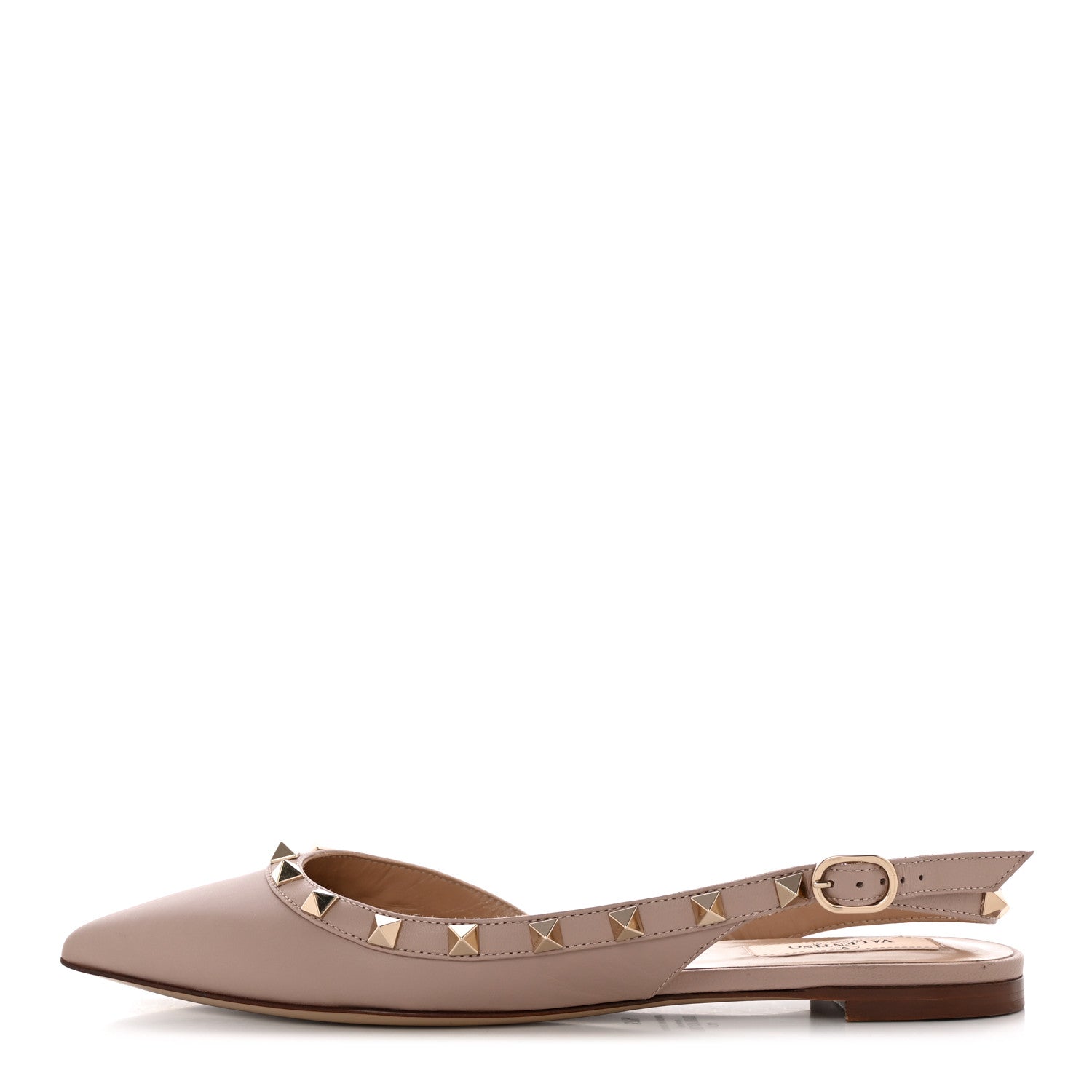 Valentino Garavani Nappa Rockstud Slingback Flats 37.5 Poudre 1 of 10