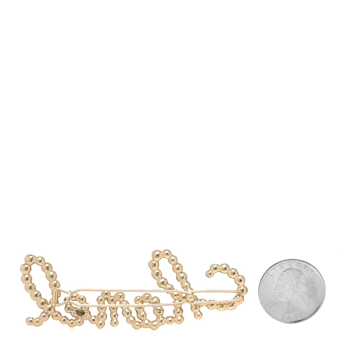 Metal Glass Swirling Pearls Hair Clip Gold