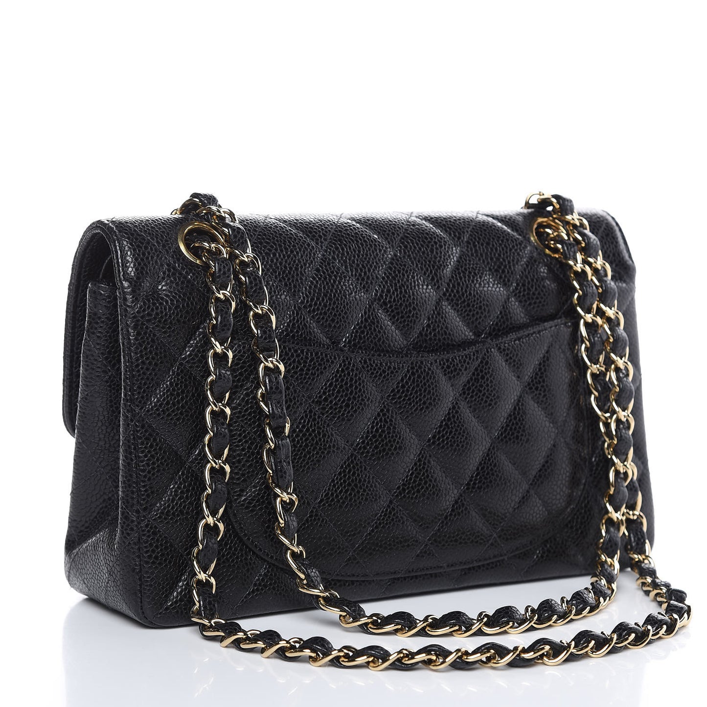Caviar Quilted Small Double Flap Black