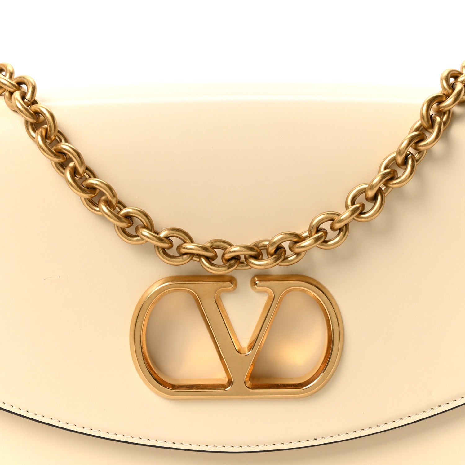 Valentino Garavani Shiny Calfskin Vain Shoulder Bag Butter 8 of 10