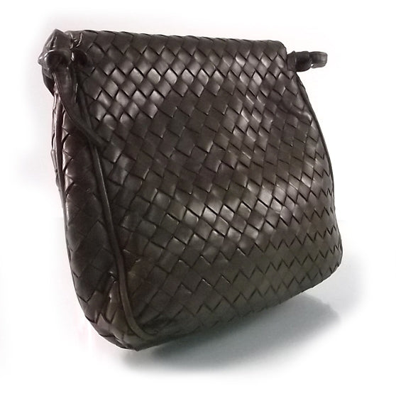 Vintage Woven Fold Over Shoulder Bag Ebano
