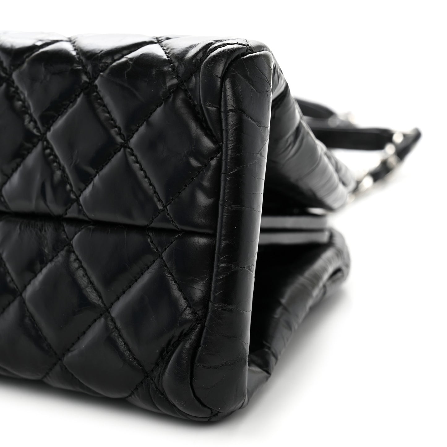 Glazed Calfskin Quilted Medium Just Mademoiselle Black