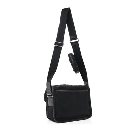 Prada Re-Nylon Saffiano Pocket Double Snap Buckle Shoulder Bag Black 3 of 12