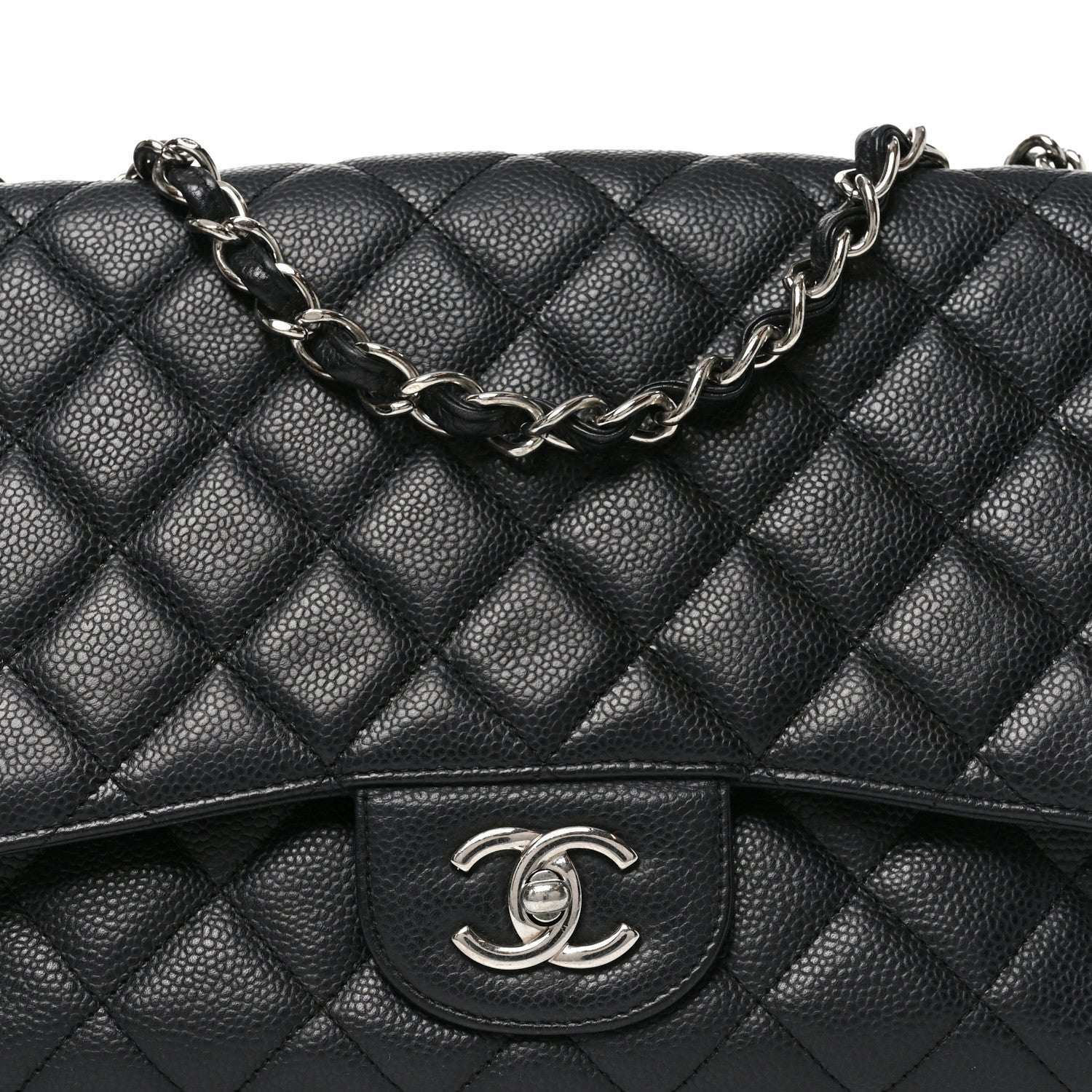 Chanel Caviar Quilted Jumbo Single Flap Black 8 of 10