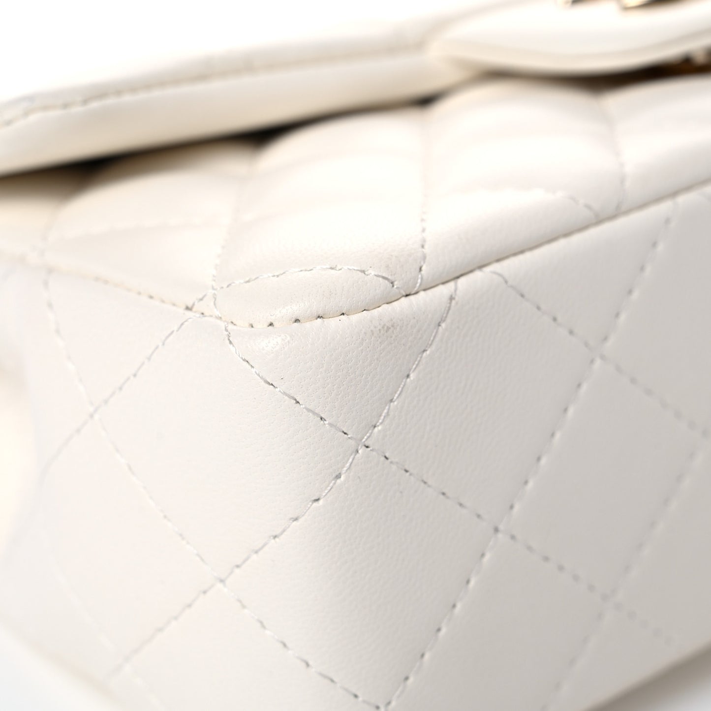Lambskin Quilted Mini Rectangular Flap White