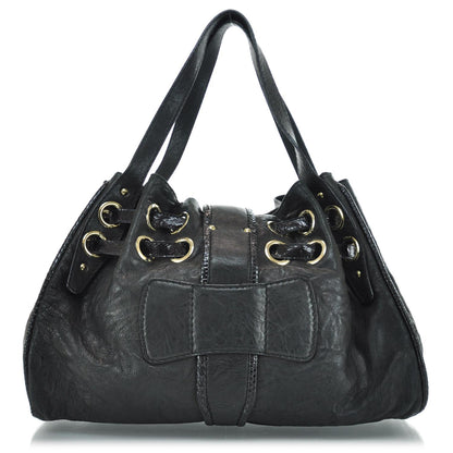 Jimmy Choo Biker Leather Elaphe Snakeskin Trim Ramona Black 3 of 10