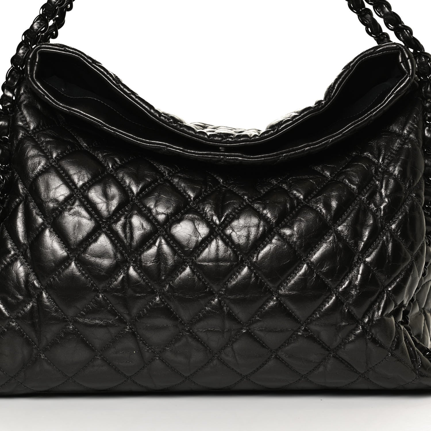 Chanel Metallic Calfskin Quilted Large Chain Me Hobo Dark Grey 8 of 10