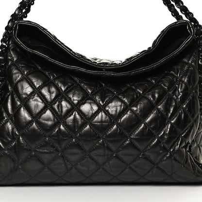 Chanel Metallic Calfskin Quilted Large Chain Me Hobo Dark Grey 8 of 10