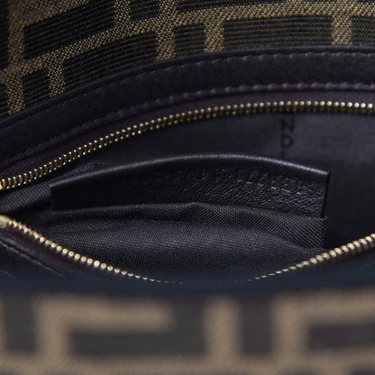 Fendi Fabric Jacquard FF 1974 Large Baguette Tobacco Moro Black 7 of 10