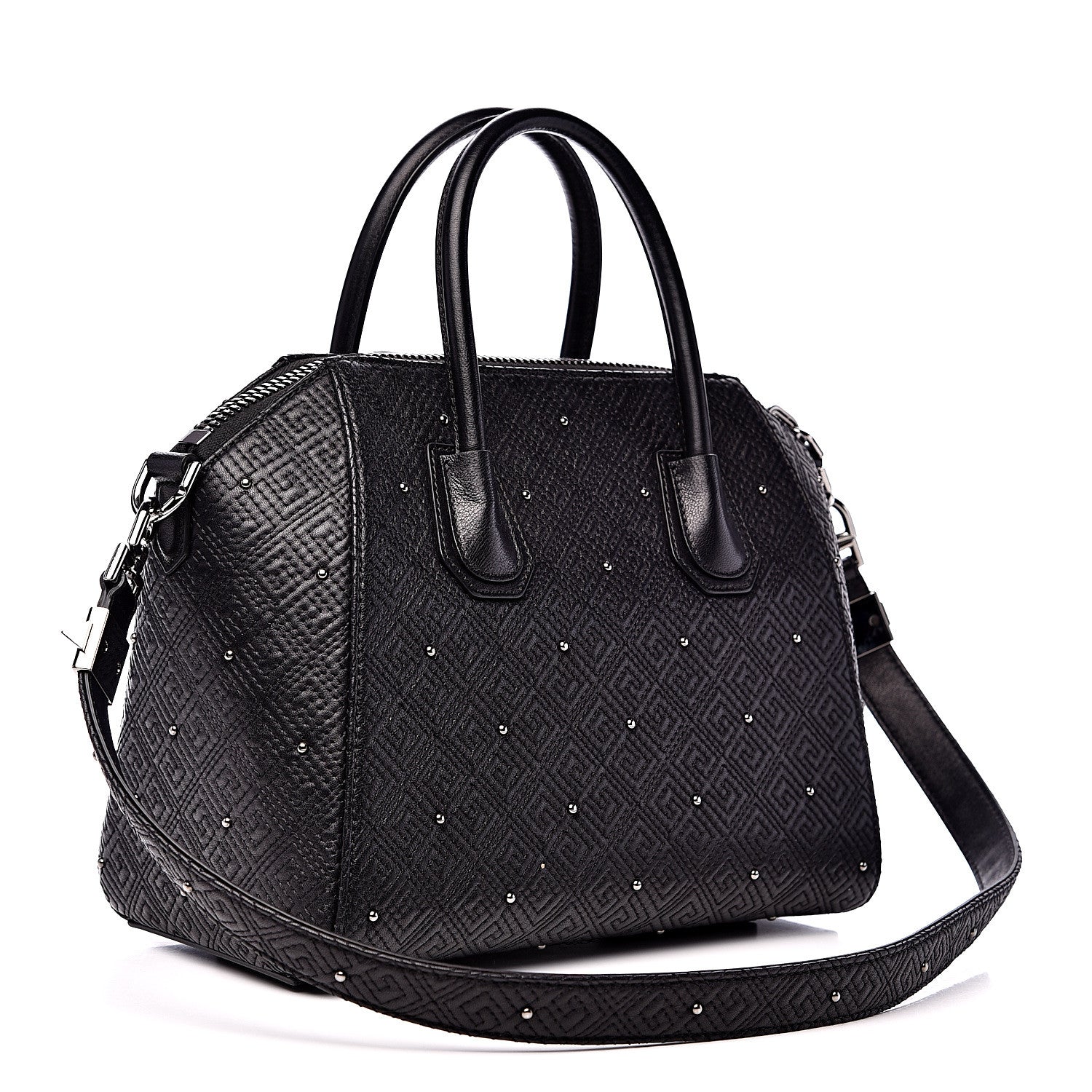 Givenchy Lambskin Logo Embossed Small Studded Antigona Black 2 of 14