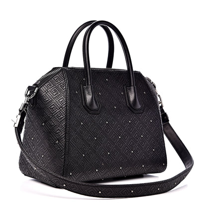 Givenchy Lambskin Logo Embossed Small Studded Antigona Black 2 of 14