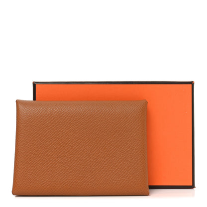 Hermes Epsom Calvi Duo Card Case Gold 8 of 8